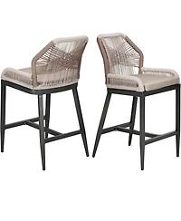 gaomon Outdoor Bar Stools Leaf Bohemia Wicker Rattan High Top Patio Chairs Back & Footrest