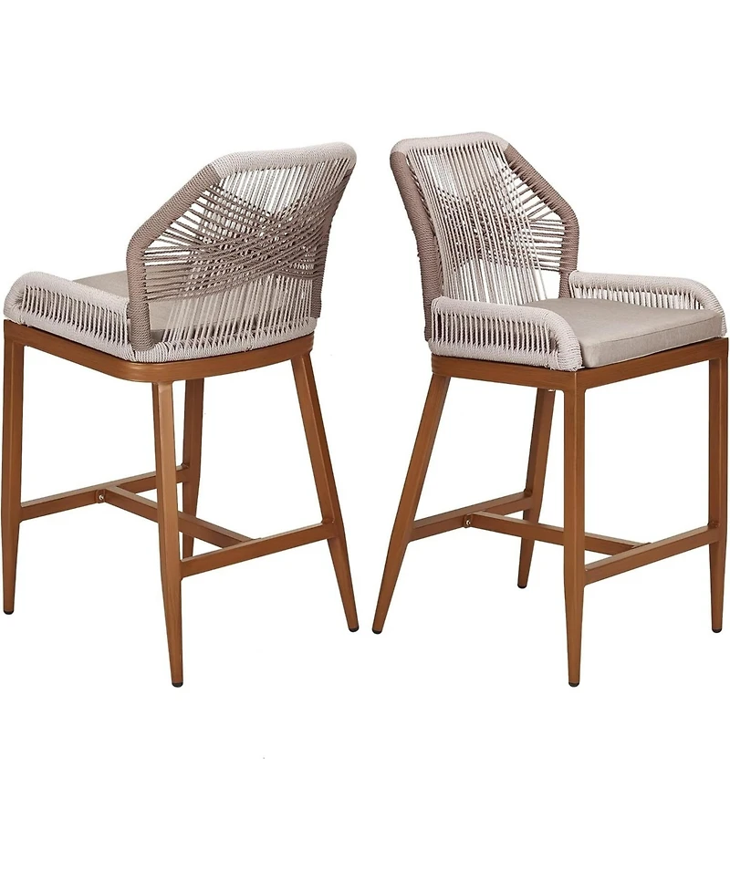 gaomon Outdoor Bar Stools Leaf Bohemia Wicker Rattan High Top Patio Chairs Back & Footrest