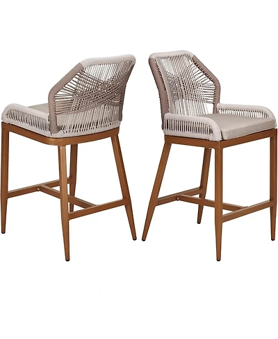 gaomon Outdoor Bar Stools Leaf Bohemia Wicker Rattan High Top Patio Chairs Back & Footrest