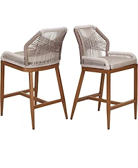 gaomon Outdoor Bar Stools Leaf Bohemia Wicker Rattan High Top Patio Chairs Back & Footrest