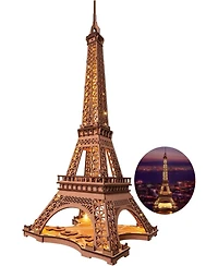 Robotime 3D Puzzle for Adults Diy Model Building Kit with Led Light Wooden Eiffel Tower Craft Kit Architecture Toy Set Brain Teaser Gifts for Friend