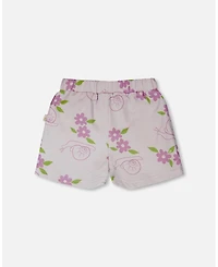 Deux par Baby Girls French Terry Shorts Lilac Snails Print