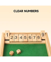 Gse Games & Sports Expert Wooden Shut The Box Numbers Dice Game Board with 2 Wooden Dices