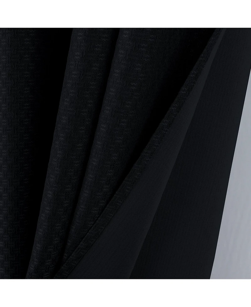 Olivia Gray 100% Polyester 250 Gsm Basket Weave Ian Luxury Jacquard Blackout Grommet Curtain Panel Black