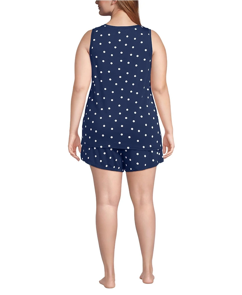 Lands' End Plus Cooling 3 Piece Pajama Set - Robe Tank and Shorts