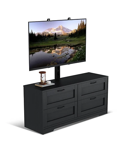 gaomon Tv Stand with Mount and 4 Drawers Storage Fits 3 ,Entertainment Center w/Height Adjustable Mount