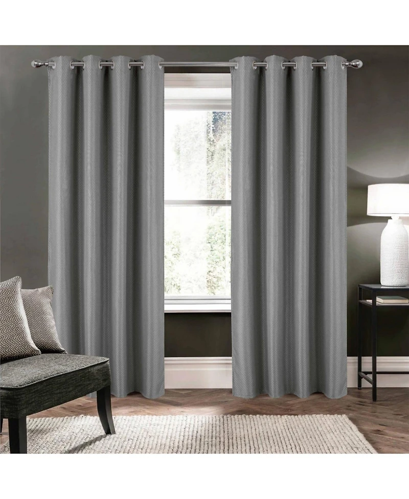 Olivia Gray 100% Polyester 250 Gsm Basket Weave Ian Luxury Jacquard Blackout Grommet Curtain Panel 54" x 84"