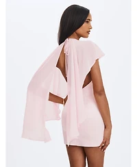 Miss Circle Women's Umeko Tulip Pink Asymmetrical Cape Mini Dress