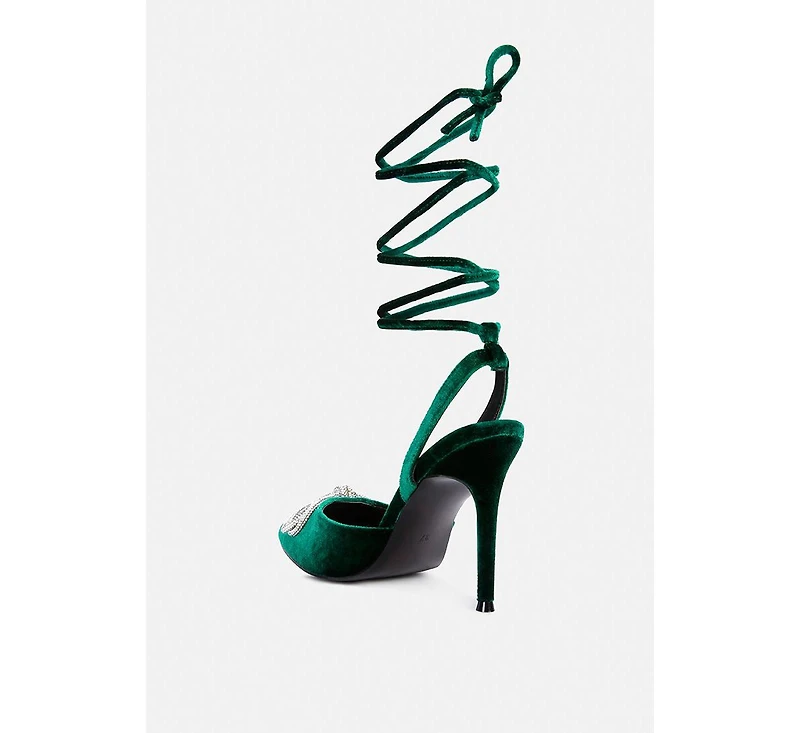 Big Treat Rhinestone Embellished Lace Up Sandals