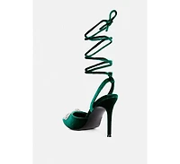 Big Treat Rhinestone Embellished Lace Up Sandals