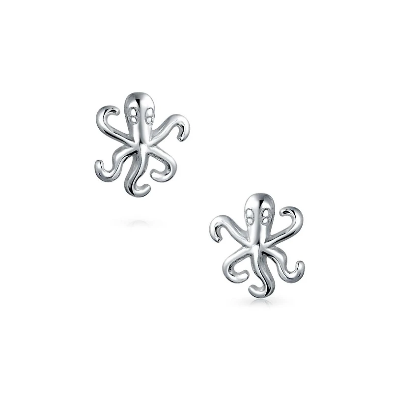 Bling Jewelry Set of 2 Nautical Ocean Marine Life Lobster and Octopus Stud Earrings Silver