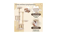 Aostirmotor Wood Cat Tree, 60-Inch Tall Multi-Level Tower with Sisal Scratching Posts & Condos, Sturdy Structure for Indoor Cats