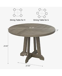gaomon Round Dining Table for 4 to 6 People, 47" Table, Wooden Kitchen with Sturty Legs, Room Room, Ki