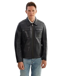 Regency Leathers Men's Capp Leather Shirt Jacket with Bonded Faux Shearling