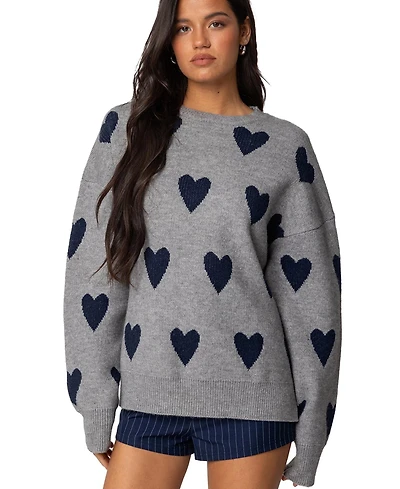 Edikted Women's Big Heart Oversized Sweater