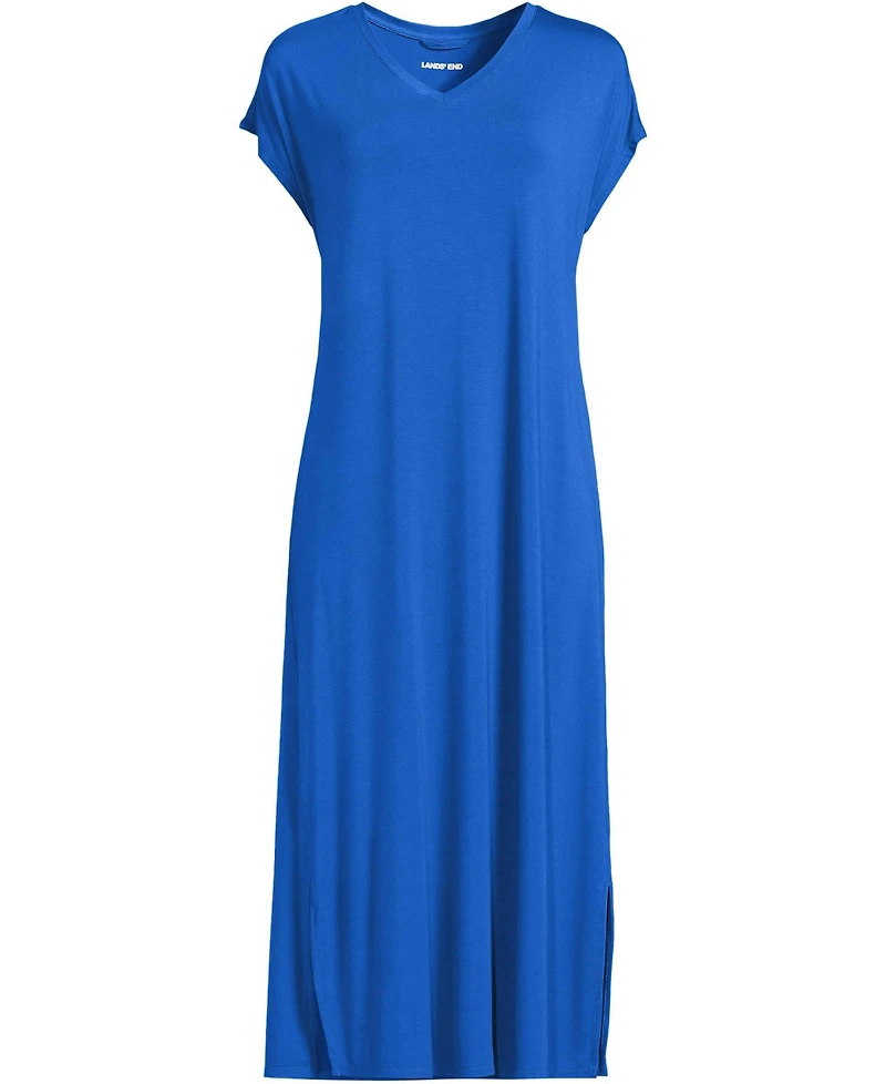 Lands' End Women's Cooling Cap Sleeve Midi Nightgown