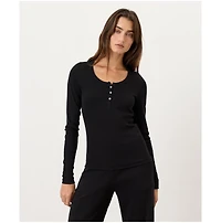 Pact Women's Dream Rib Slim Henley made with organic cotton Top