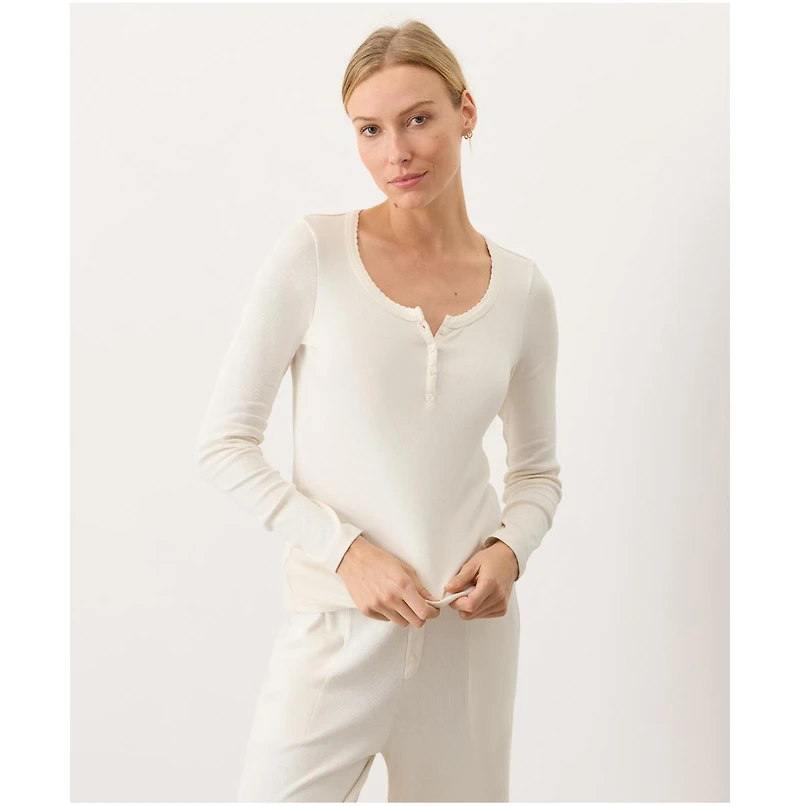 Pact Women's Dream Rib Slim Henley made with organic cotton Top