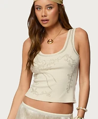 Edikted Women's Taliah Beaded Scoop Neck Tank Top