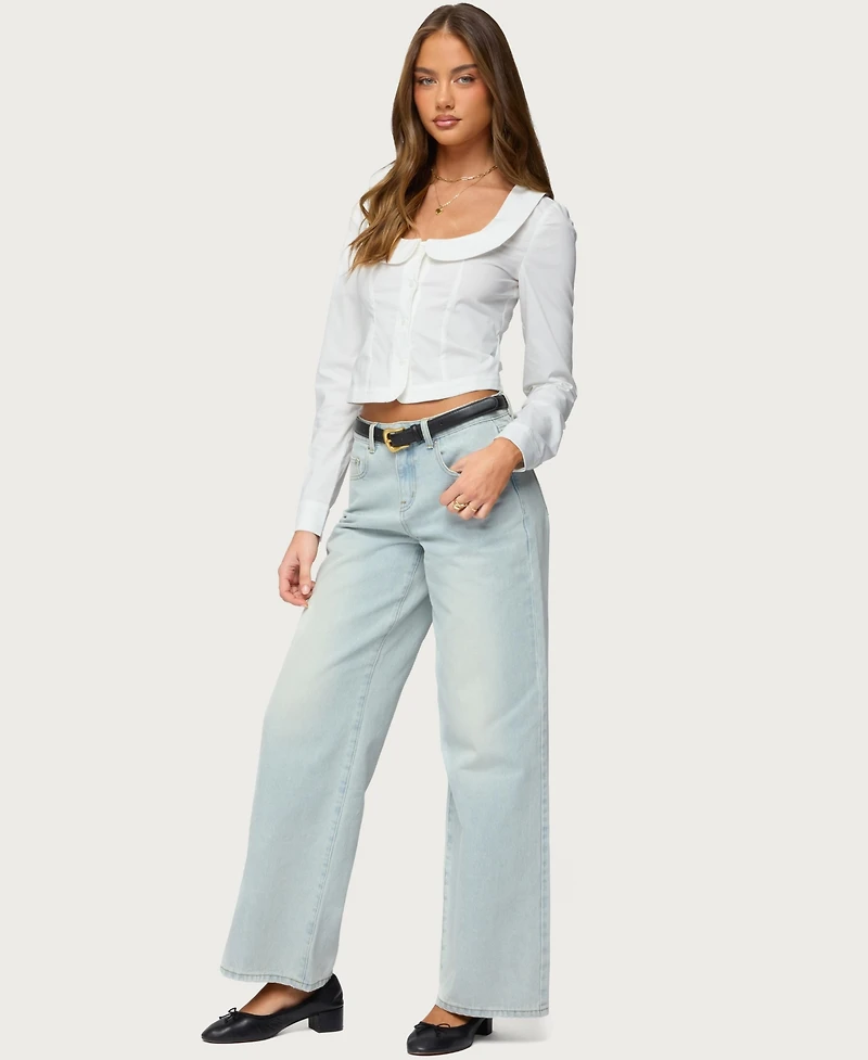 Edikted Women's Scoop Neck Tailored Button Up Shirt