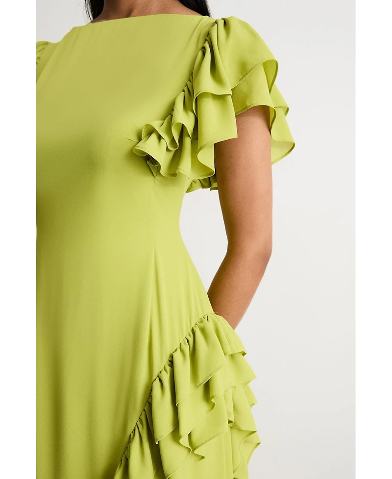 Warehouse Women's Side Split Ruffle Detail Maxi Dress