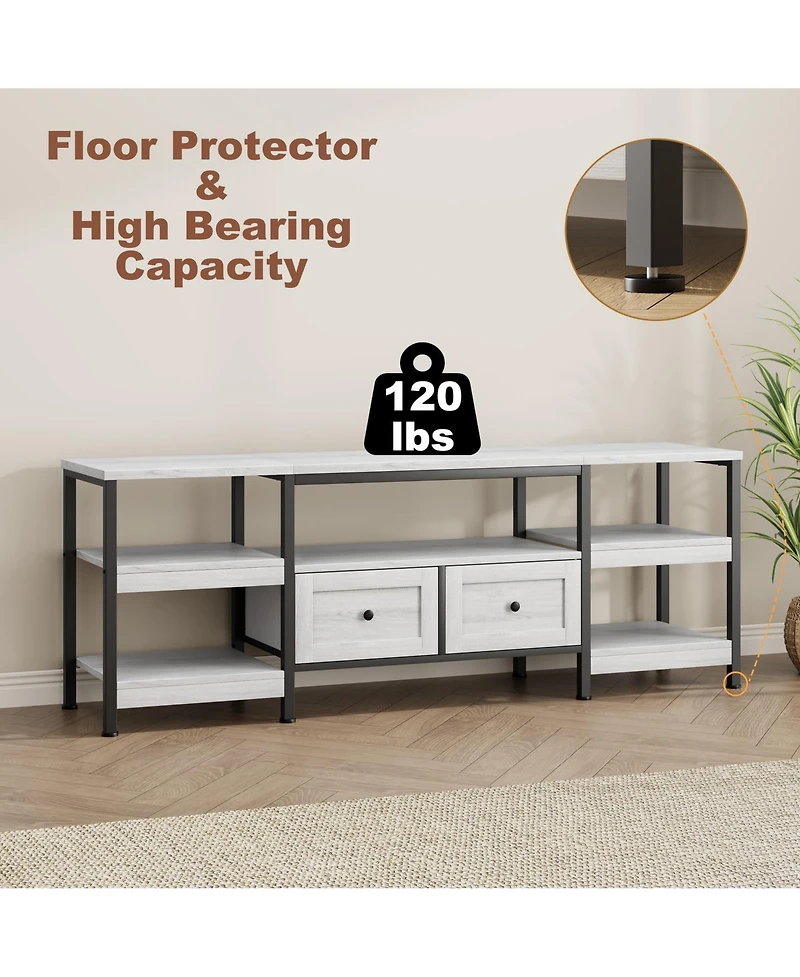 gaomon Industrial Media Console,Rustic Entertainment Center,Metal Frame Tv Stand with Storage DrawerFarmhouse Modern Tv Cabinet