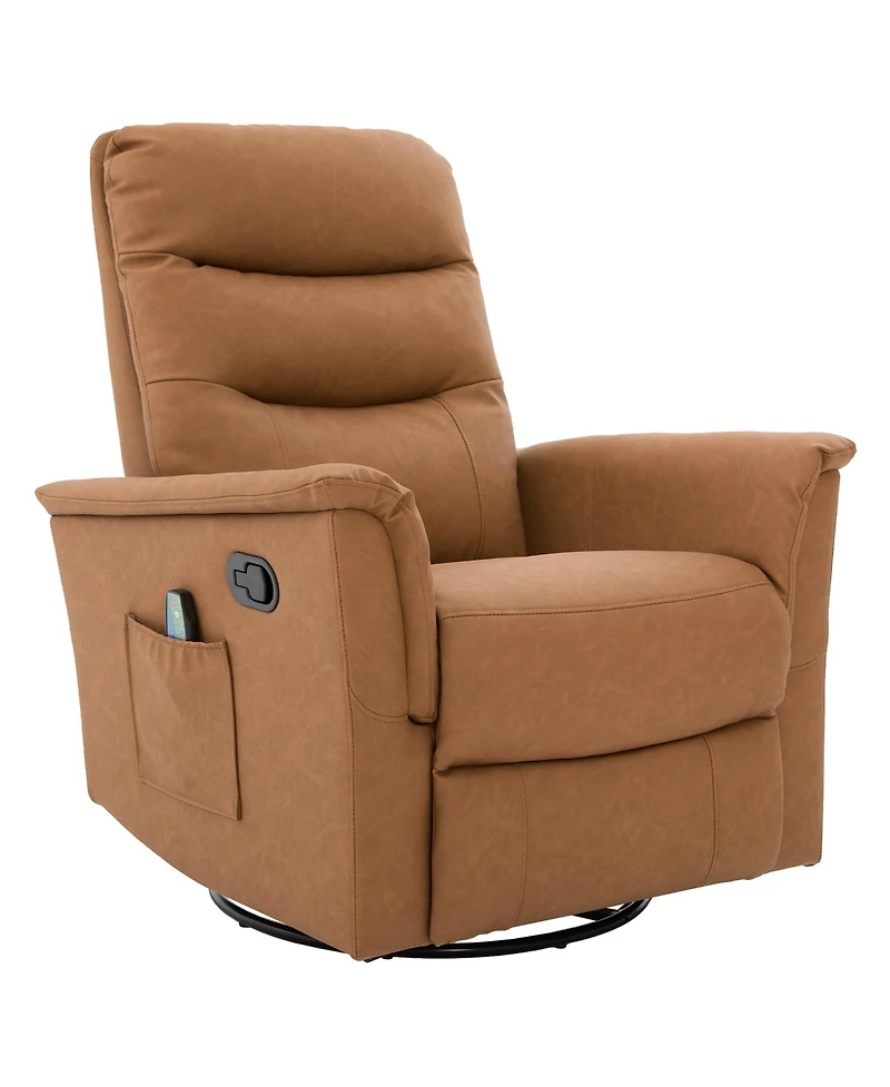 Clihome Modern Swivel Recliner Chair with 8-Point Massage 2-Speed Tilt & Side Pocket