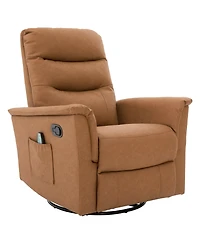 Clihome Modern Swivel Recliner Chair with 8-Point Massage 2-Speed Tilt & Side Pocket