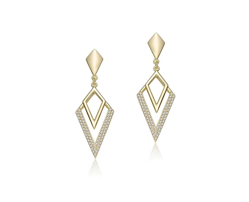 Rachel Glauber Cubic Zirconia Geometric Drop Earrings