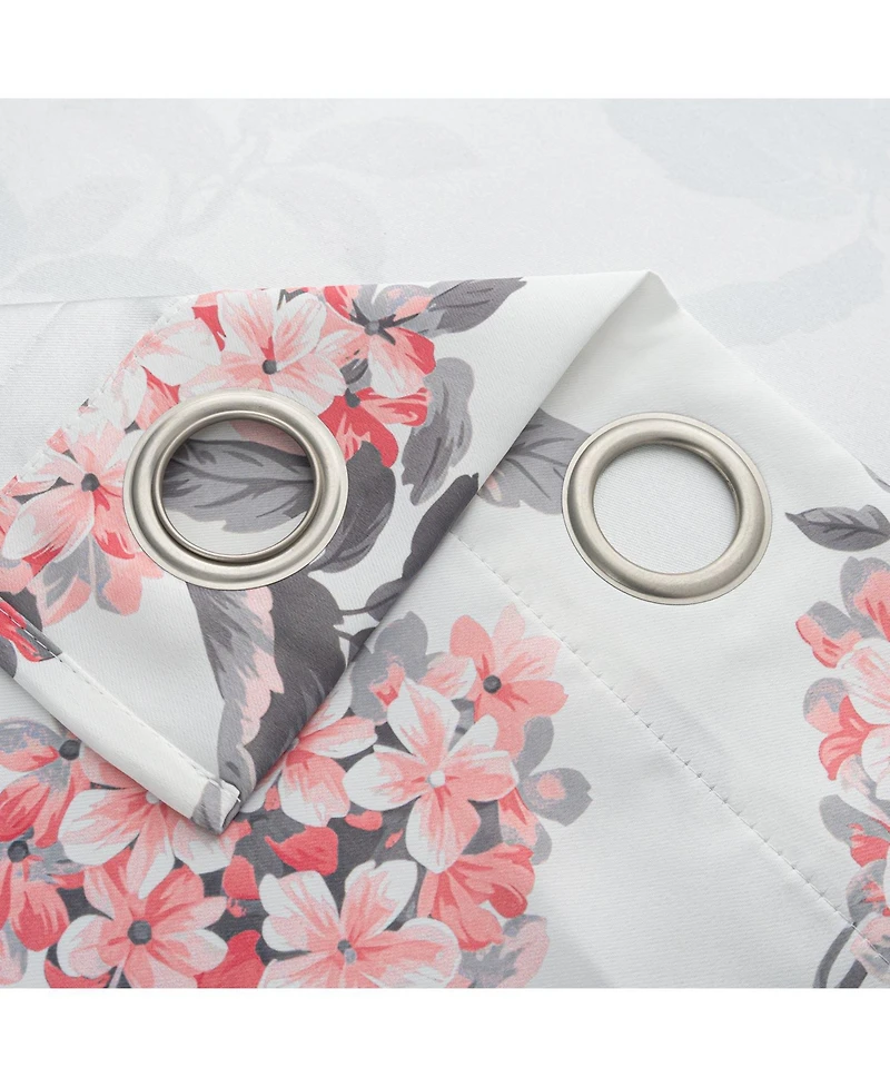 Olivia Gray 100% Polyester 200 Gsm Hydrangea Printed Blackout Grommet Curtain Panel 54" x 84"