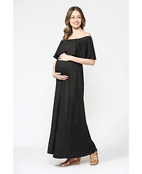 Hello Miz Maternity Off-Shoulder Ruffled Maxi Dress