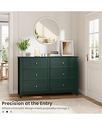 gaomon Green 6 Drawer Dresser for Bedroom, Large Dresser with Deep Drawers & Metal Knobs, Modern Wooden Chests of Drawers for Entryway, Hallway