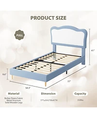 gaomon Bed Frame for Kids, Boucle Upholstered Platform Bed with Headboard for Girls Boys, Wooden Slats Support