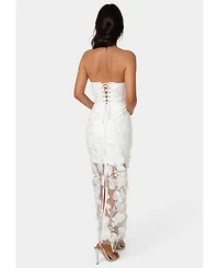 Bebe Women's Strapless 3D Lace Column Dress