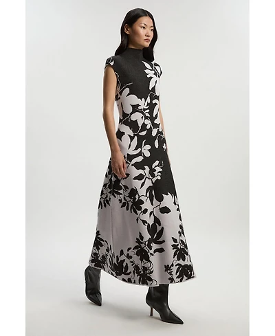 Karen Millen Women's Jacquard Floral Knitted Maxi Dress