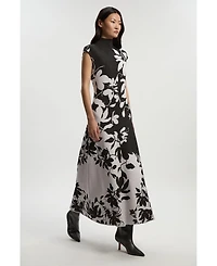Karen Millen Women's Jacquard Floral Knitted Maxi Dress