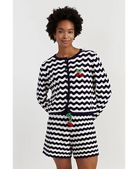 Chinti & Parker Women's Cotton Cherry Crochet Cardigan