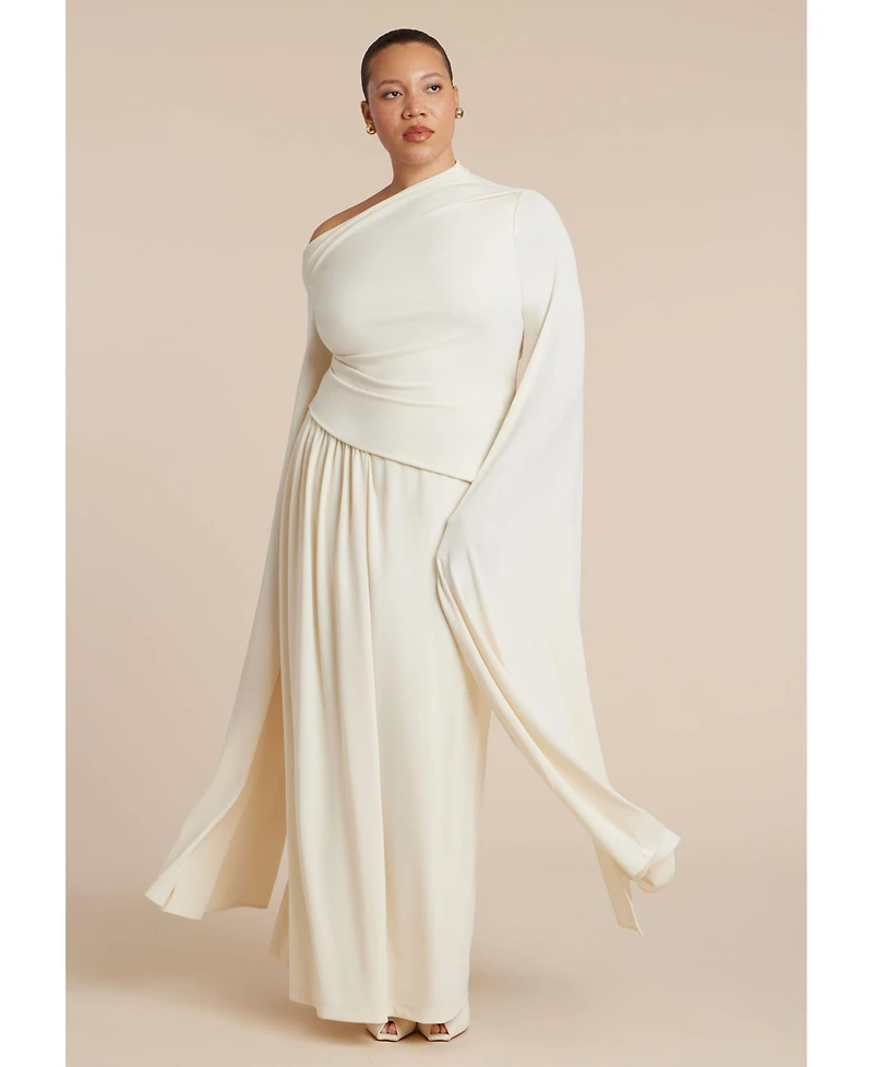 Eloquii Women's Plus Cape Sleeve Draped Dress