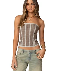 Edikted Women's Jaiden Houndstooth Plaid Corset