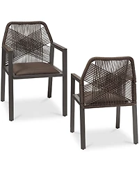 Best Choice Products Set of 2 Indoor/Outdoor Aluminum Woven Rope Dining Chairs w/ Armrests