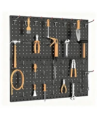 Yigii Modular Steel Pegboard Tool Organizer, 2 Panels, 68 Hooks, Space & Time Saver