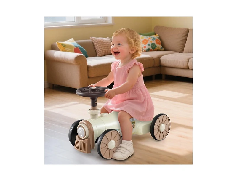 Slickblue Kids Ride-On Toy Car with Steering Wheel and Whistle Button