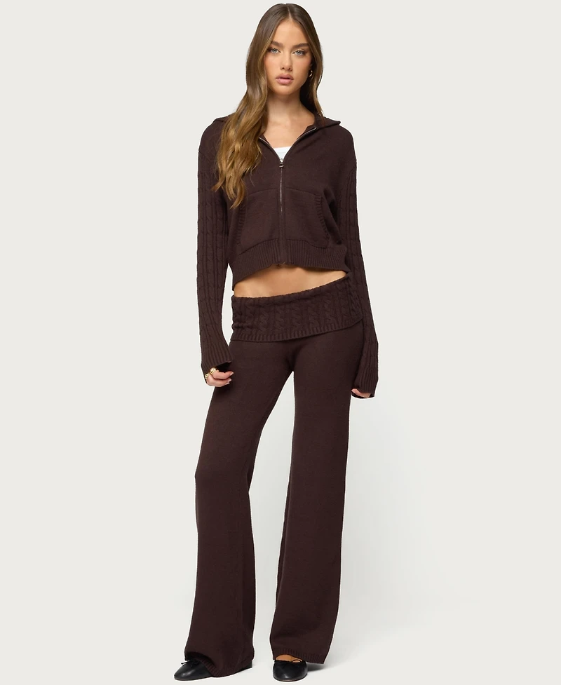 Edikted Women's Lula Cable Knit Zip Up Hoodie