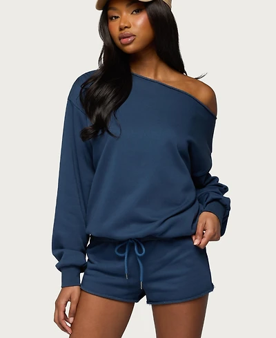 Edikted Women's Juana Off Shoulder Lightweight Sweatshirt