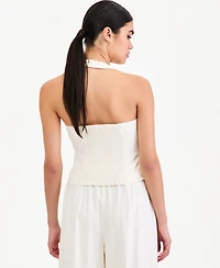 Bar Iii Women's Smocked-Back Linen-Blend Vest, Macy's Exclusive