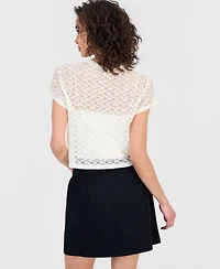 Bar Iii Women's Boxy Lace T-Shirt, Macy's Exclusive