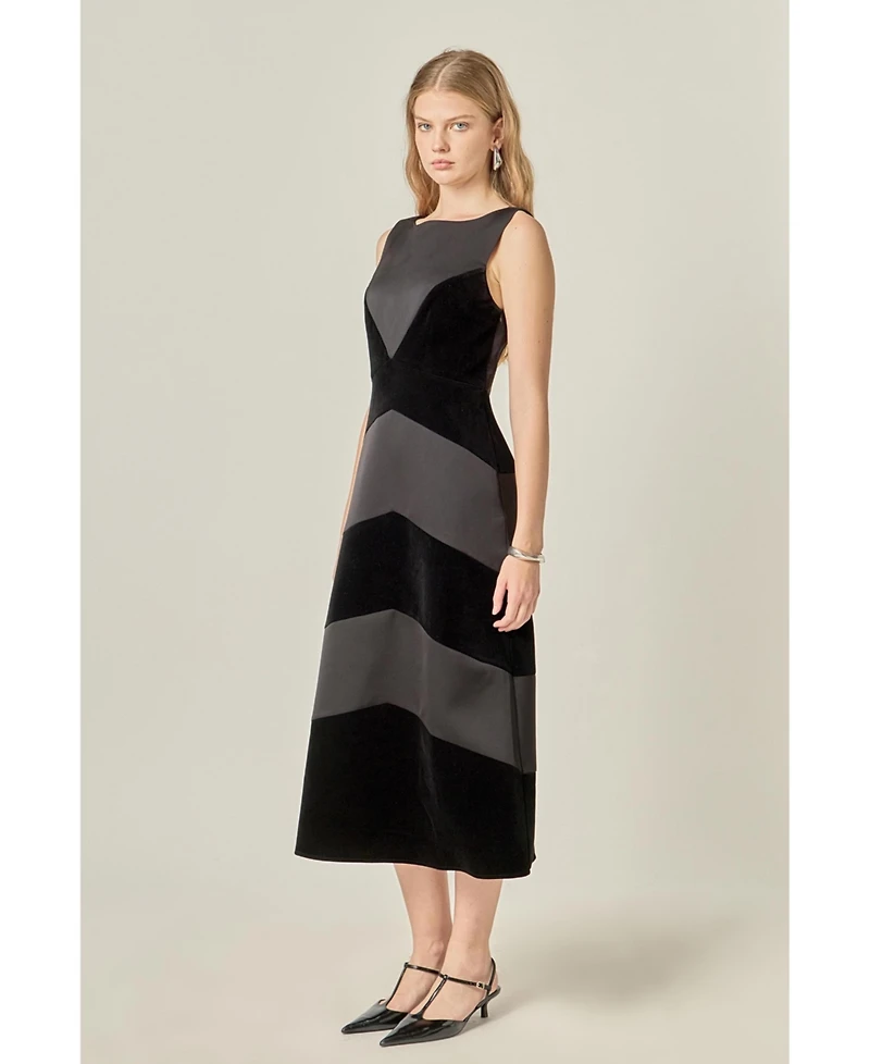 English Factory Women's Velvet Satin Combo Maxi Dress