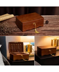 Yigii Wooden Jewelry Box with Lock for Women