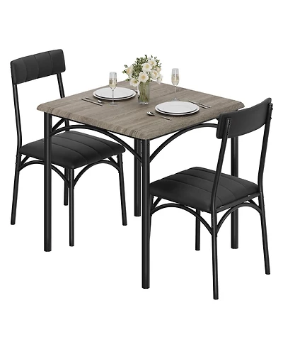gaomon Dining Table Set, 1 and 2 Upholstered Chairs, for Breakfast Nooks Small Rooms, Ideal Kitchen