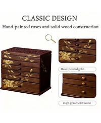 Yigii Handcrafted Floral Wooden Jewelry Box
